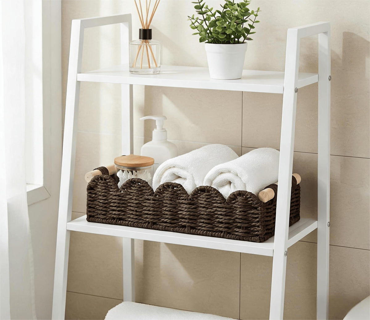 CubesLand Scalloped Toilet Paper Storage Basket W/Handle for Home Decor