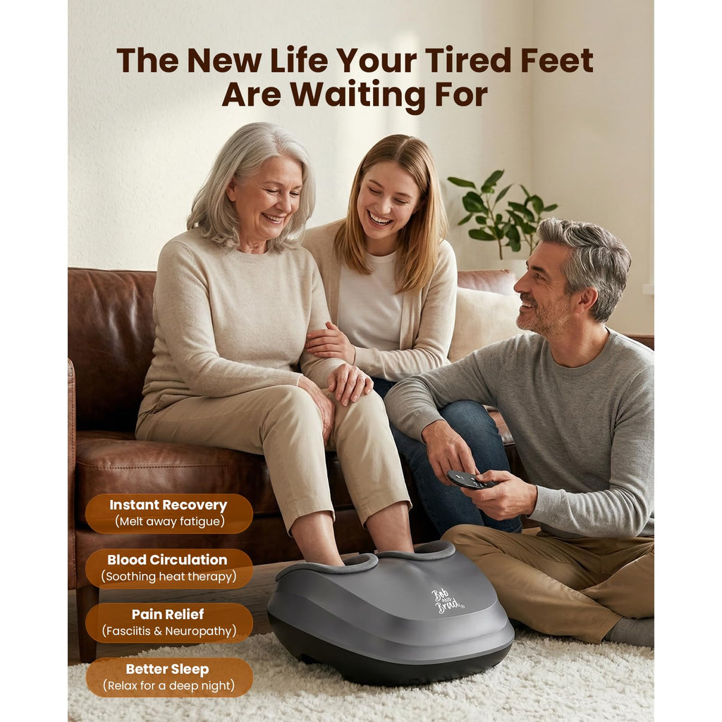 BOB AND BRAD Foot Massager Machine with Heat, FSA Eligible HSA Shiatsu Foot Massager for Plantar Fasciitis & Neuropathy with Kneading & Compression, Cordless Remote Control, Gift for Family, Size 14