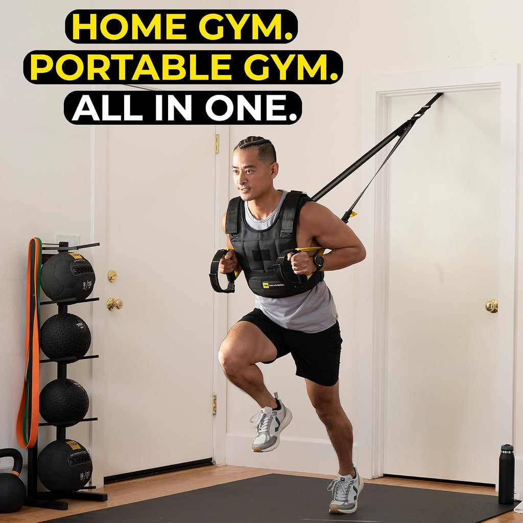 TRX All-In-One Home Gym System – Complete Suspension Training Kit for Strength Training, HIIT & Full-Body Workouts at Home or Outdoors, Includes Indoor & Outdoor Anchors