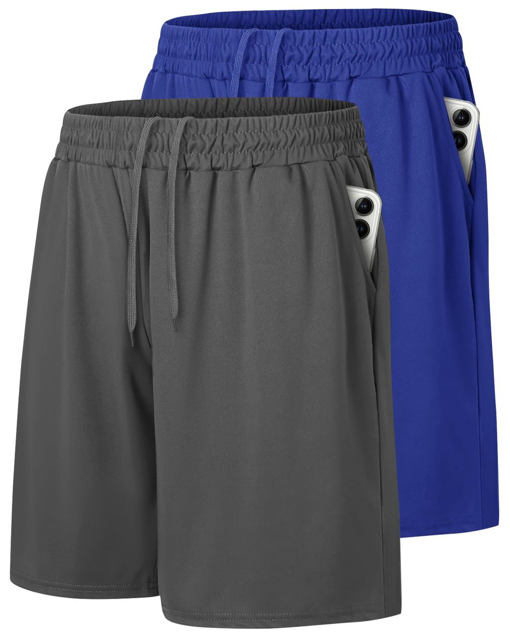 2 Pack Mens Gym Basketball Shorts - Athletic Black Workout Quick Dry Shorts
