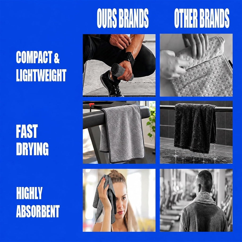 Microfiber Quick Dry Gym Towel, Lint Free Odor-Free Absorbent Fiber, Fast Drying, Men & Women Workout Gear for Body Sweat, Working Out, Towels (Grey, 5Pack - 16 * 27Inch)