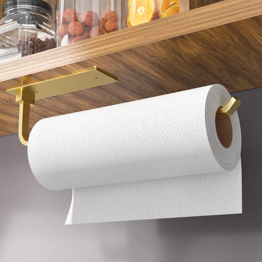Paper Towel Holder Under Cabinet, Self-Adhesive or Drilling, Matte Black