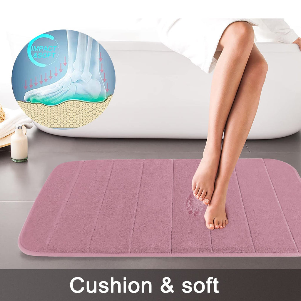 Yimobra Memory Foam Bath Mat Set 3 Pieces- Super Soft Absorbent Quick Dry Bathroom Rug Sets, Machine Washable Non Slip Floor Carpet for Tub Shower, Vanity & Toilet Base, Gray