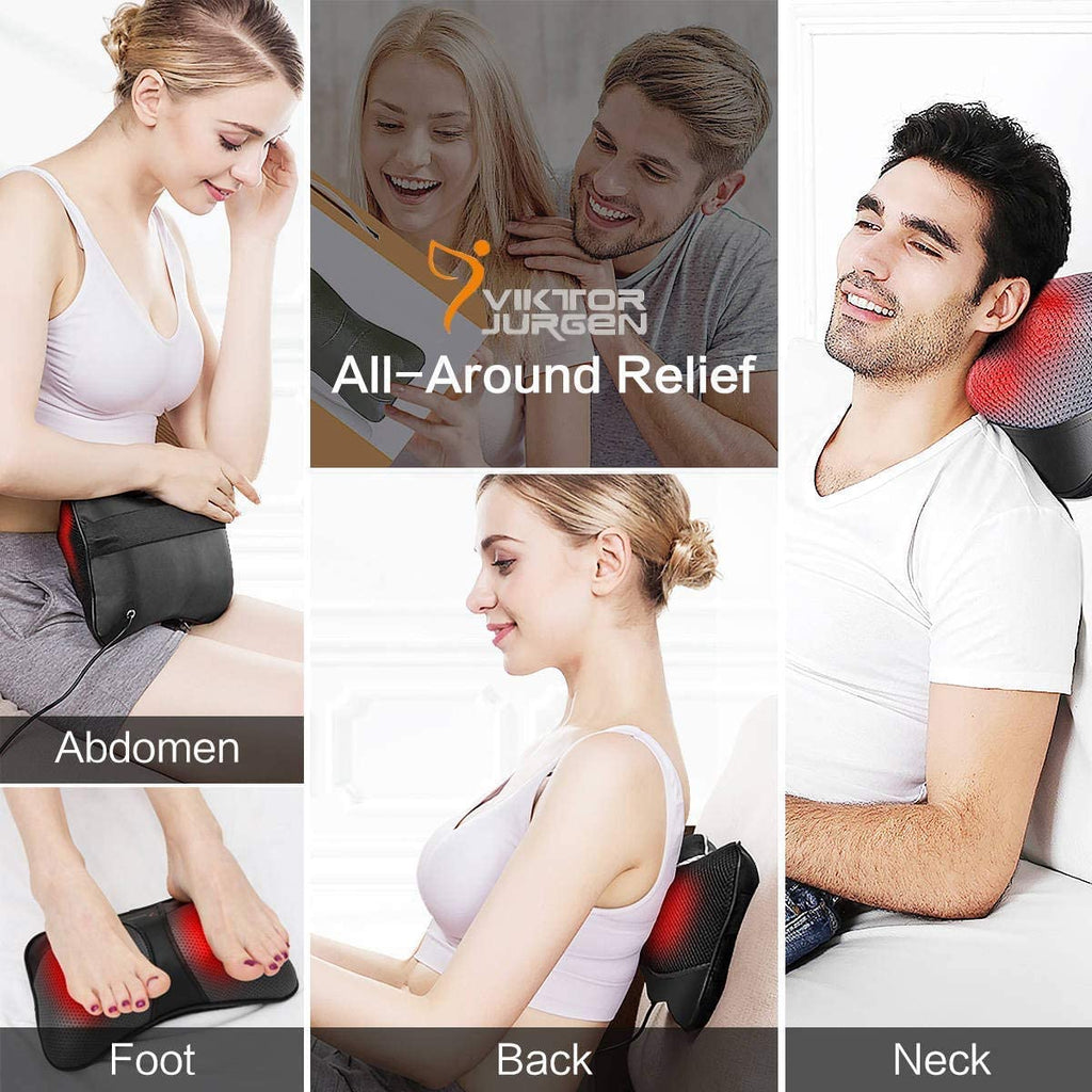 VIKTOR JURGEN Shiatsu Back Massager with Heat for Pain Relief, Gray