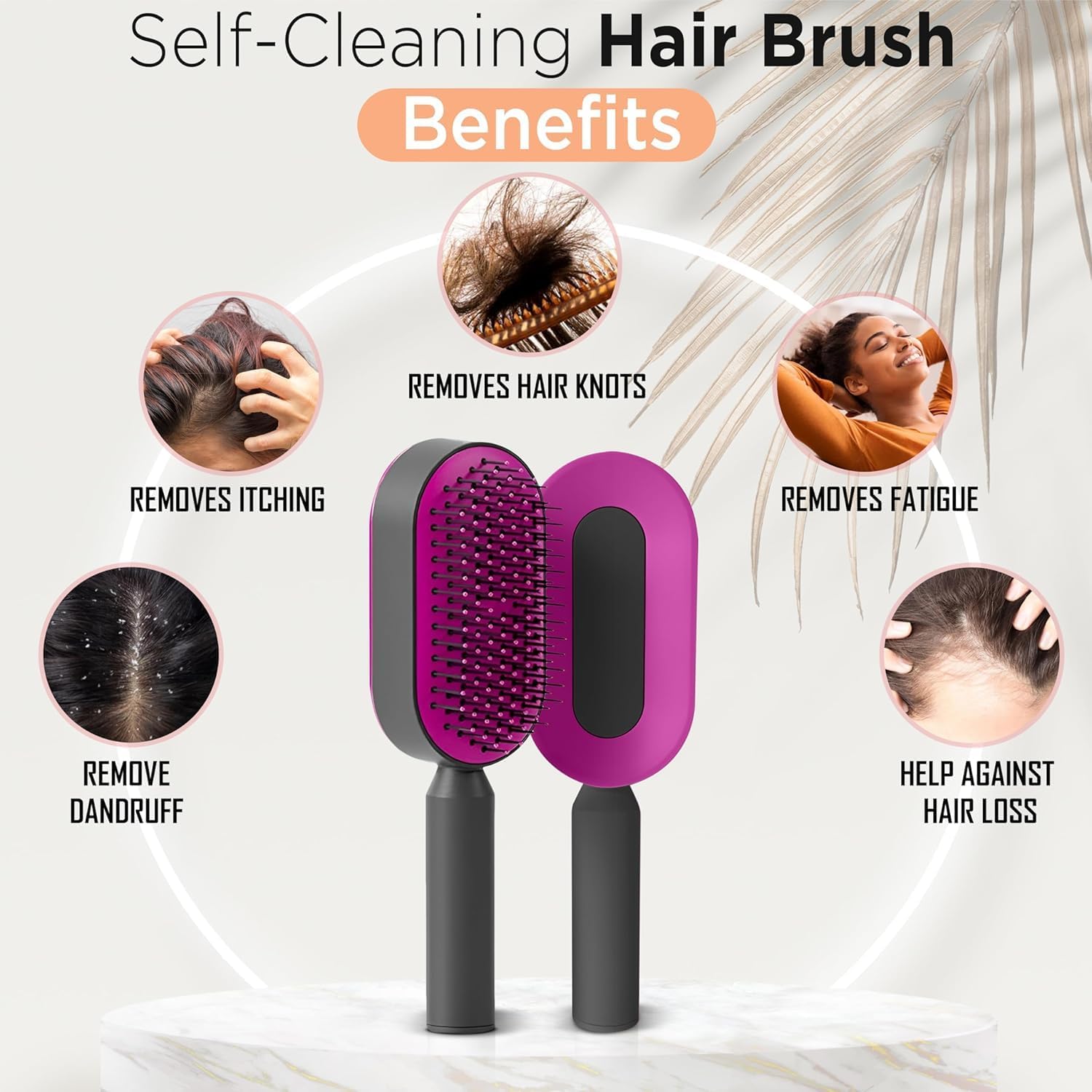 Hair Brush New 3d Air Cushion Brush For Hair Massage, Sleek Hair Brush, Curly Hair Brush, For All Hair-Easy Clean Hair Brush Women & Men Detangling Hair Brush (Purple)