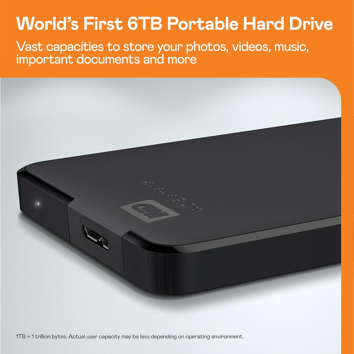 WD 2TB Elements Portable External Hard Drive USB 3.0 for PC - Black - WDBU6Y0020BBK-WESN
