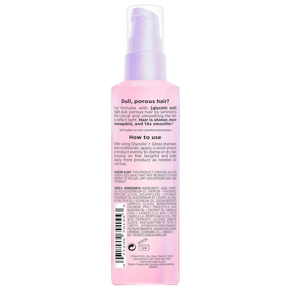 L’Oreal Paris Elvive Glycolic + Gloss High-Shine Leave-In Serum, 4 Fl Oz