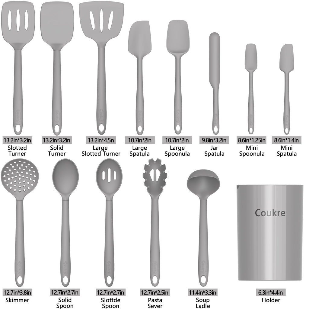 Silicone Kitchen Cooking Utensils Set, Heat Resistant, 14-Piece