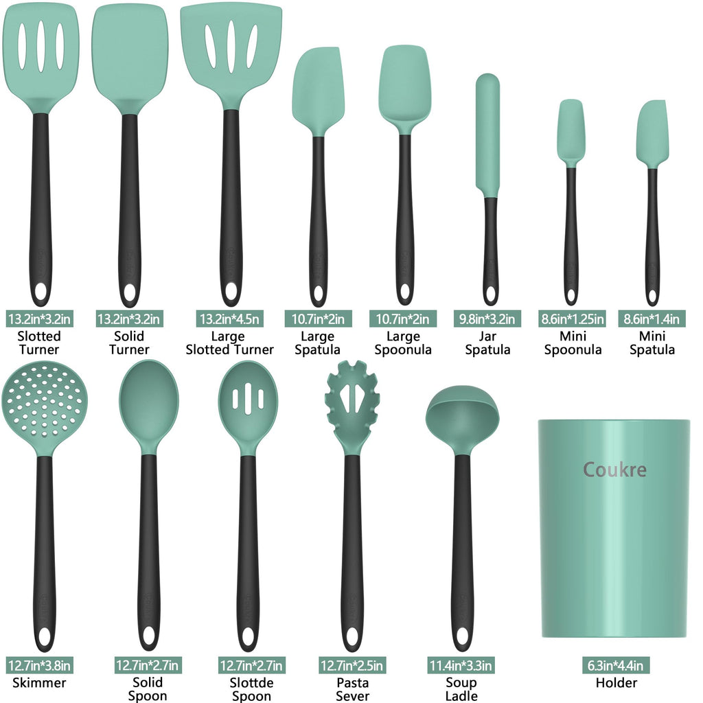 Silicone Kitchen Cooking Utensils Set, Heat Resistant, 14-Piece