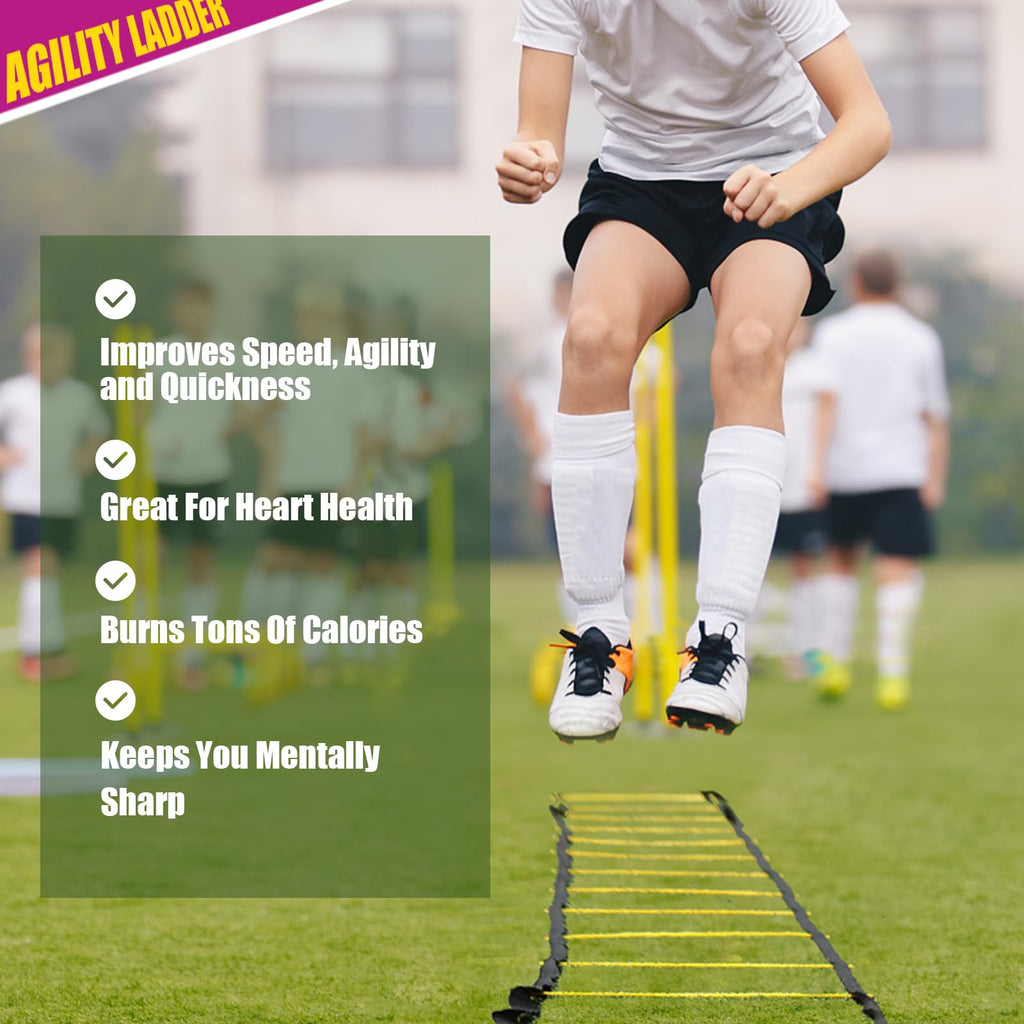 Teenitor Agility Ladder Speed Ladder Training Ladder for Soccer, Speed, Football Fitness Feet Training Carry Bag Agility Training Equipment 13 rungs, 23 feet