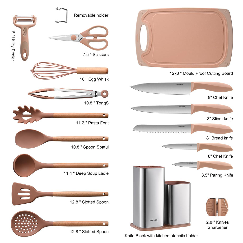 Kitchen Utensils Set,18-Piece Cooking Utensils and Knife Set,Black