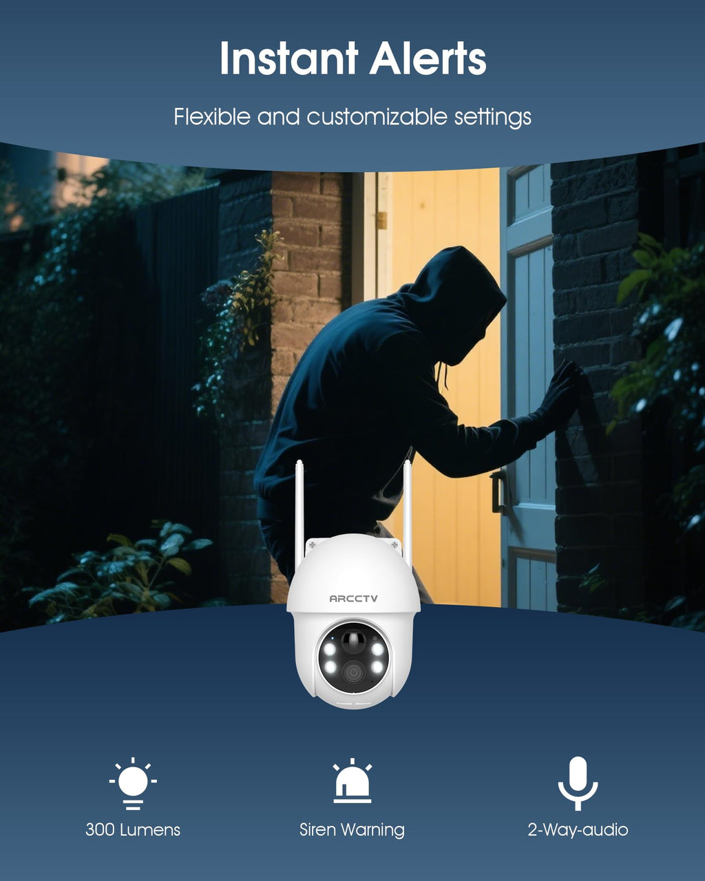 ARCCTV Solar Security Cameras Wireless Outdoor, 2 Pack