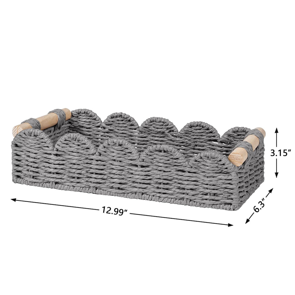 CubesLand Scalloped Toilet Paper Storage Basket W/Handle for Home Decor