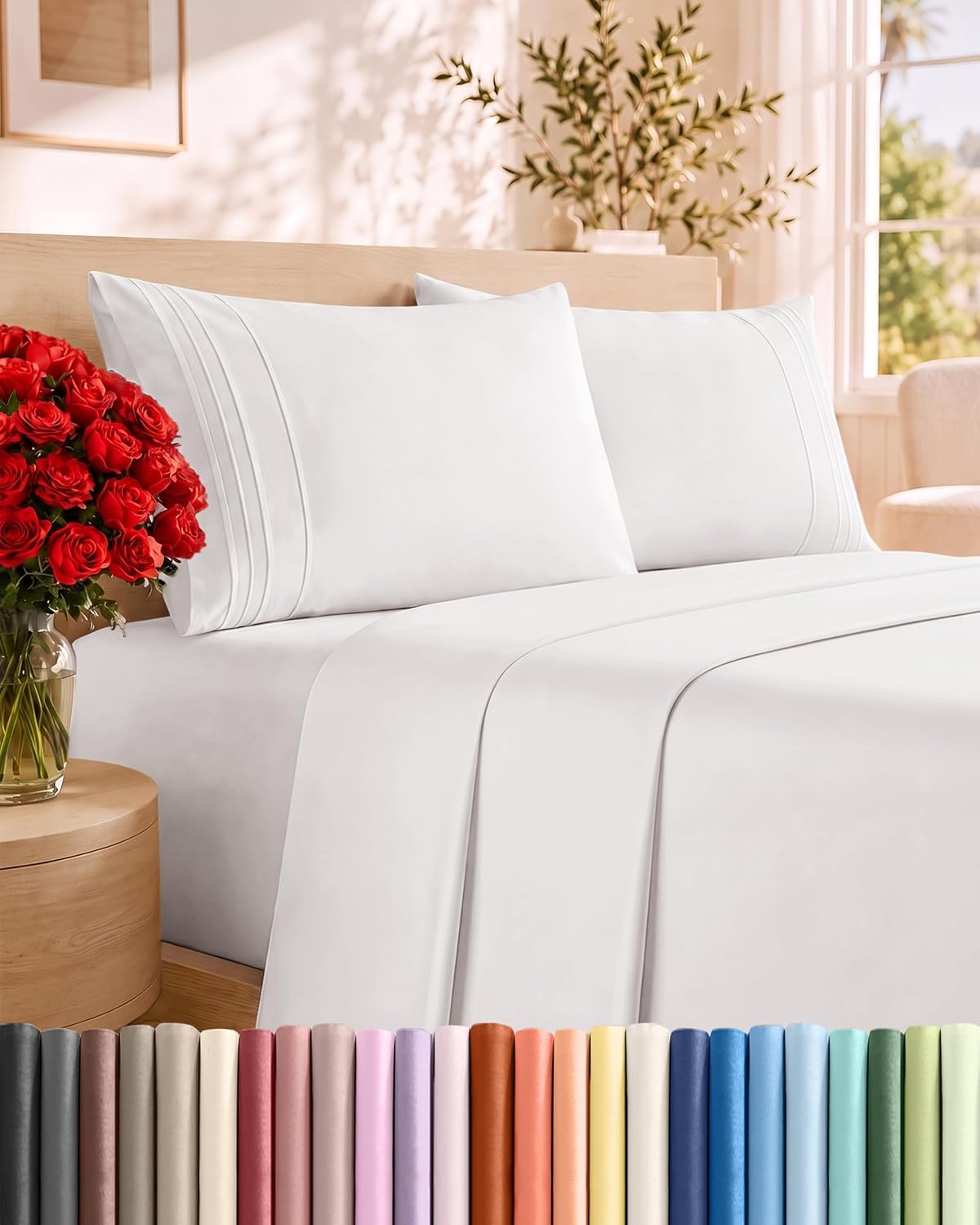 Short Queen Size 4 Piece Bed Sheet Set - RV Short Queen Sheets - Dark Grey