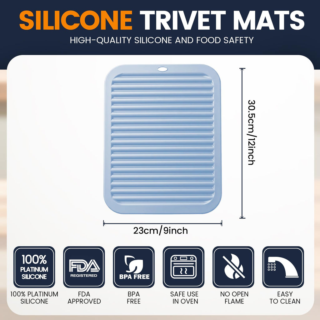 Silicone Trivet Mats 4 Heat Resistant Pot Holders Multipurpose Non-Slip Hot Pads for Kitchen Potholders, Drying mat, Jar Opener, Spoon Holder, Coaster(Dark Grey)