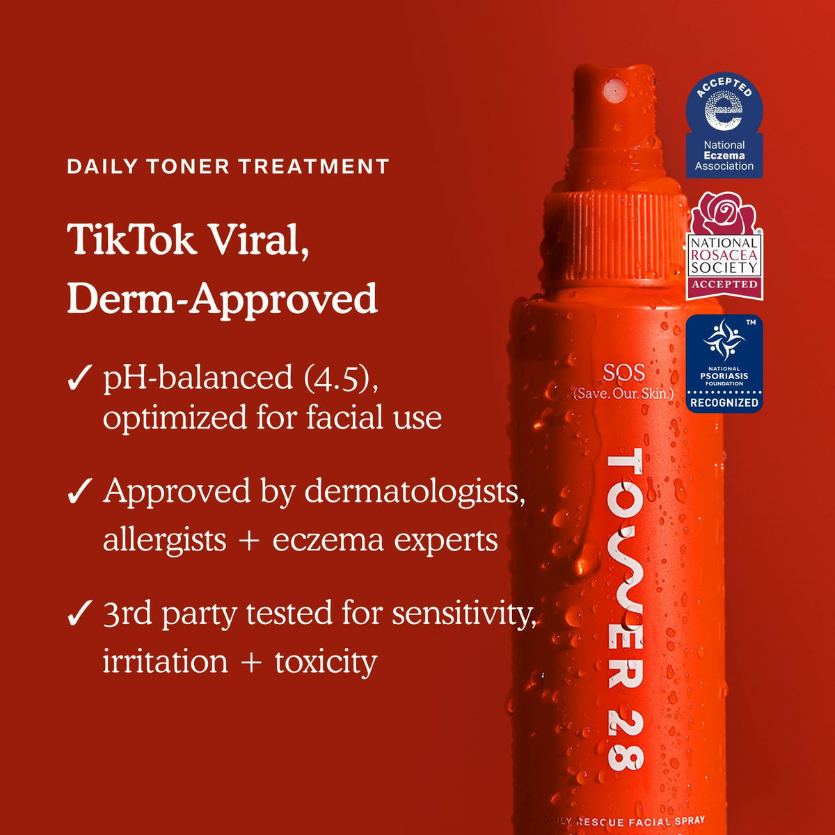 Tower 28 SOS Hypochlorous Acid Spray, Everyday Skin Care Mist (4 oz)