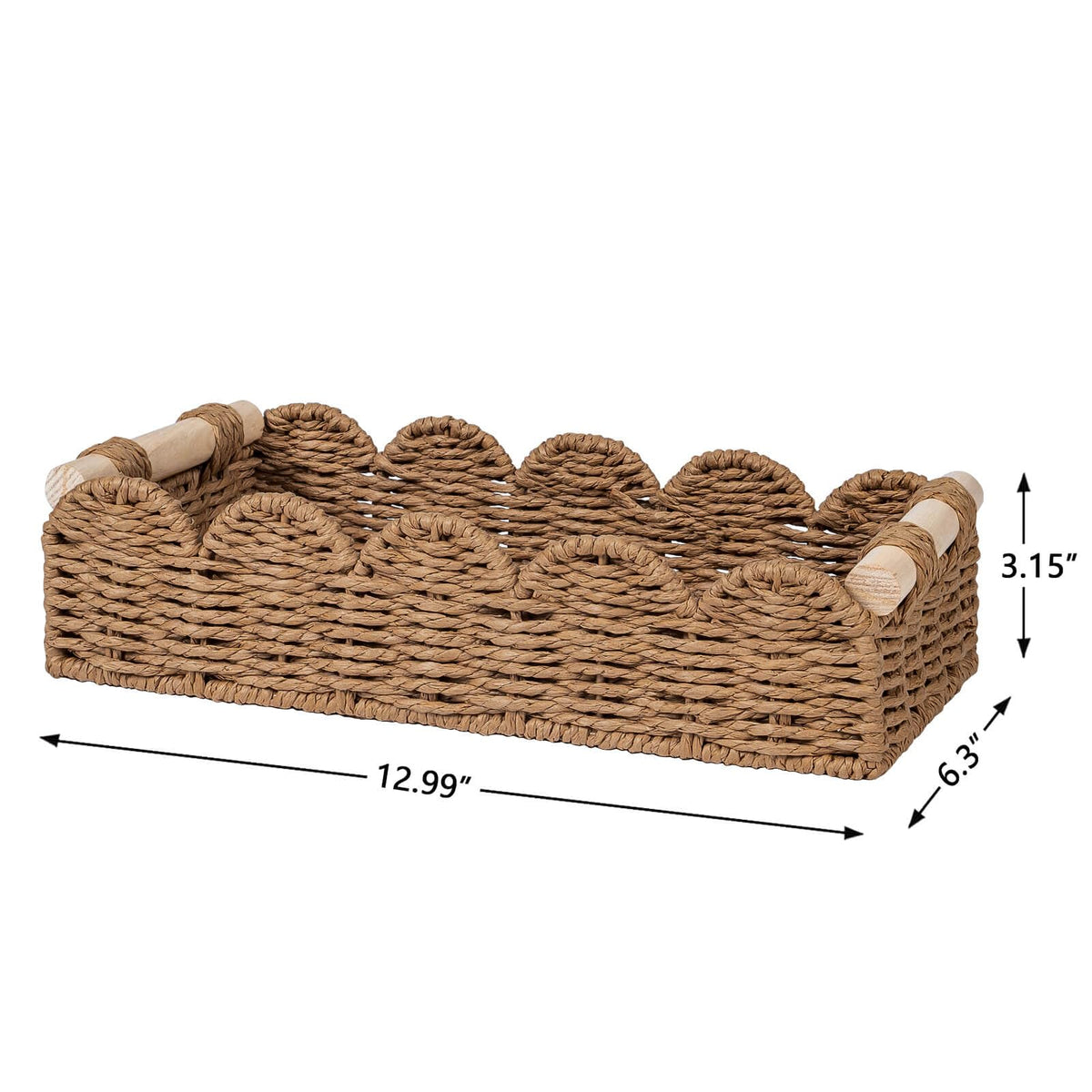 CubesLand Scalloped Toilet Paper Storage Basket W/Handle for Home Decor