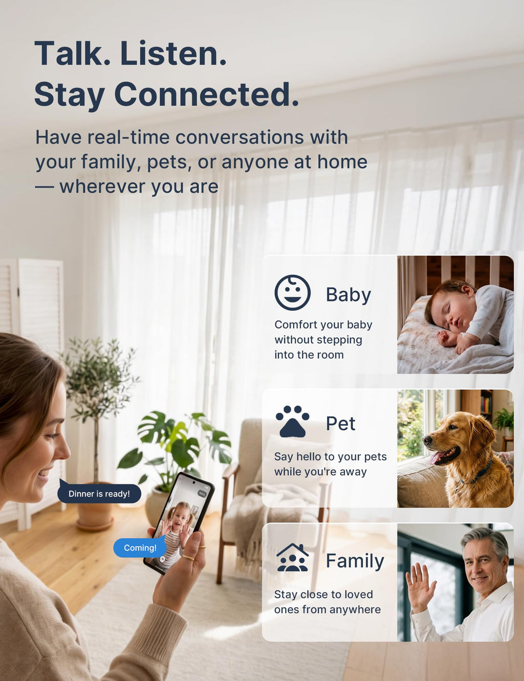 GNCC 2.4GHz Indoor Security Camera for Home, 1080P Baby & Pet Cam, 4-Pack