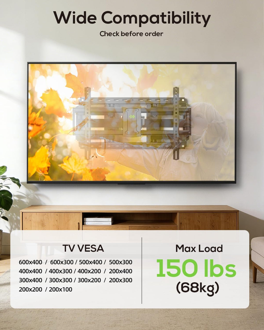 USX MOUNT Full Motion TV Wall Mount for Large TVs 42-97 Inch up to 150 lbs