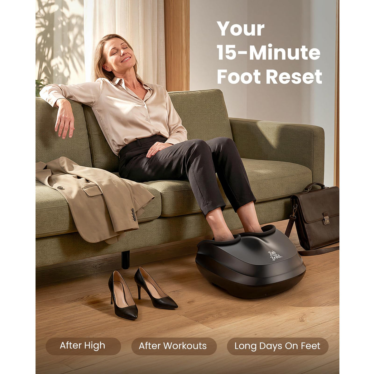 BOB AND BRAD Foot Massager Machine with Heat, FSA Eligible HSA Shiatsu Foot Massager for Plantar Fasciitis & Neuropathy with Kneading & Compression, Cordless Remote Control, Gift for Family, Size 14
