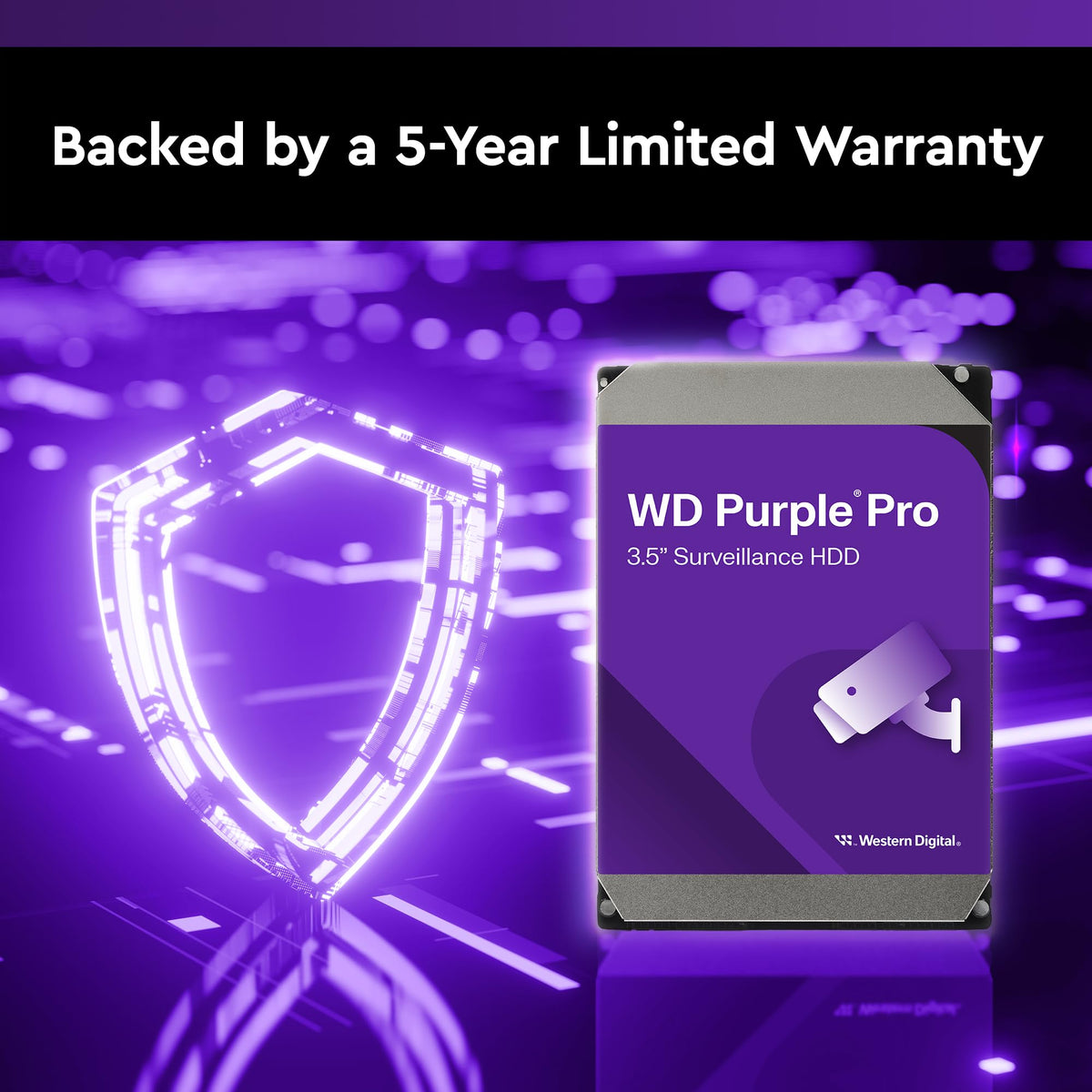 Western Digital 2TB WD Purple Surveillance Internal Hard Drive HDD, CMR, SATA 6 Gb/s, 64 MB Cache, 3.5" - WD23PURZ