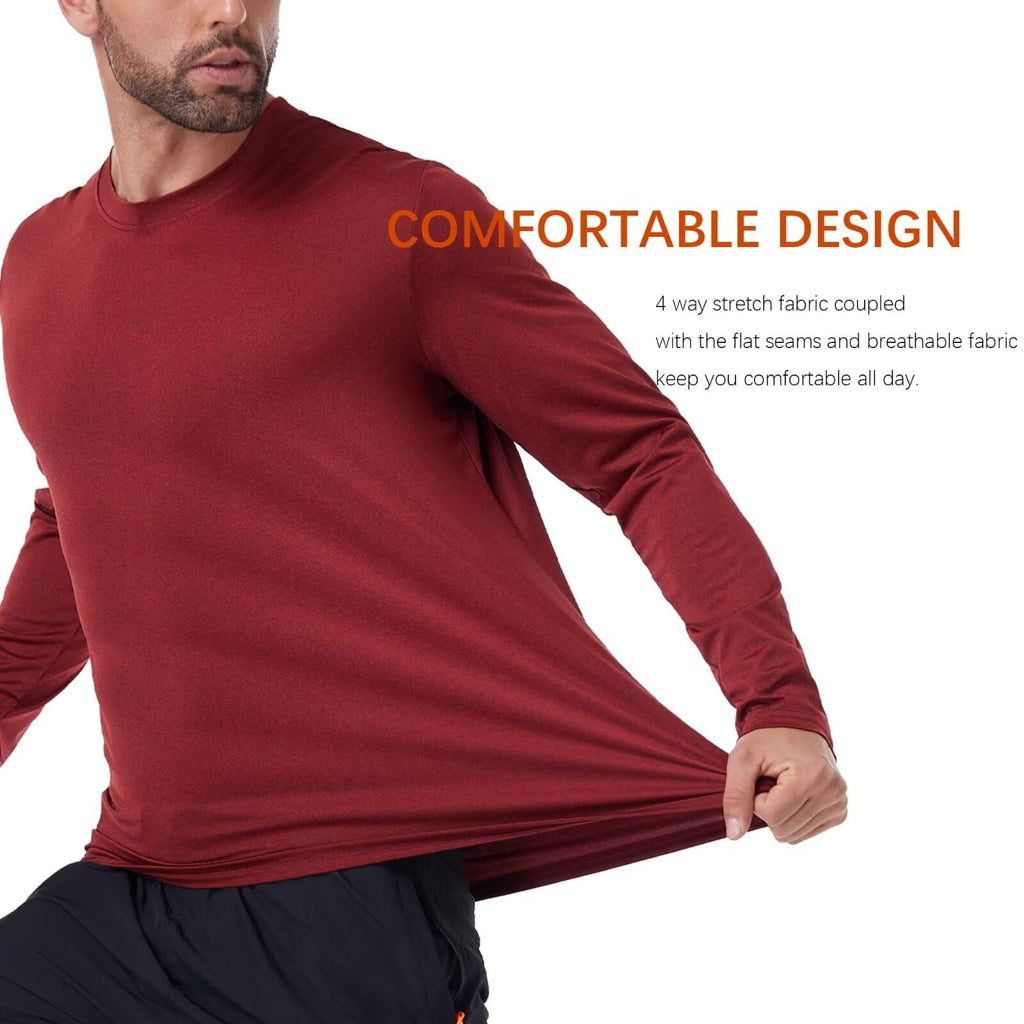 OYGSieg 6/7 Pack Men's Quick Dry Long Sleeve UPF50+ Sun Shirts