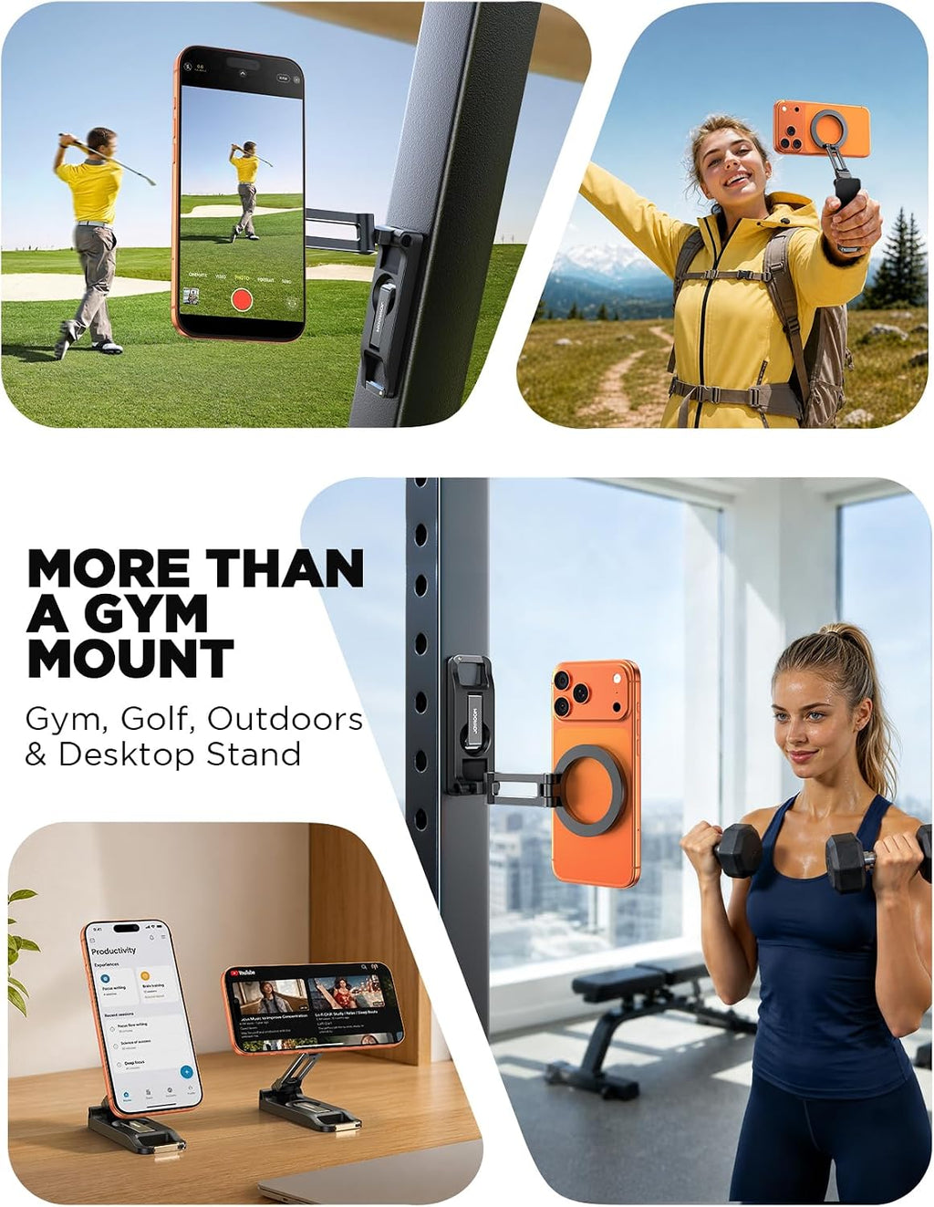 JOYROOM Magnetic Phone Holder for Gym, Dual-Sided 10x N55 Magnets with Hook