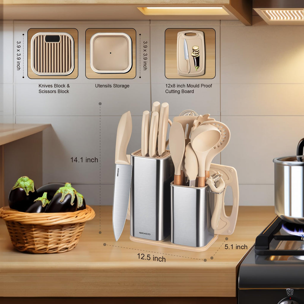 Kitchen Utensils Set,18-Piece Cooking Utensils and Knife Set,Black