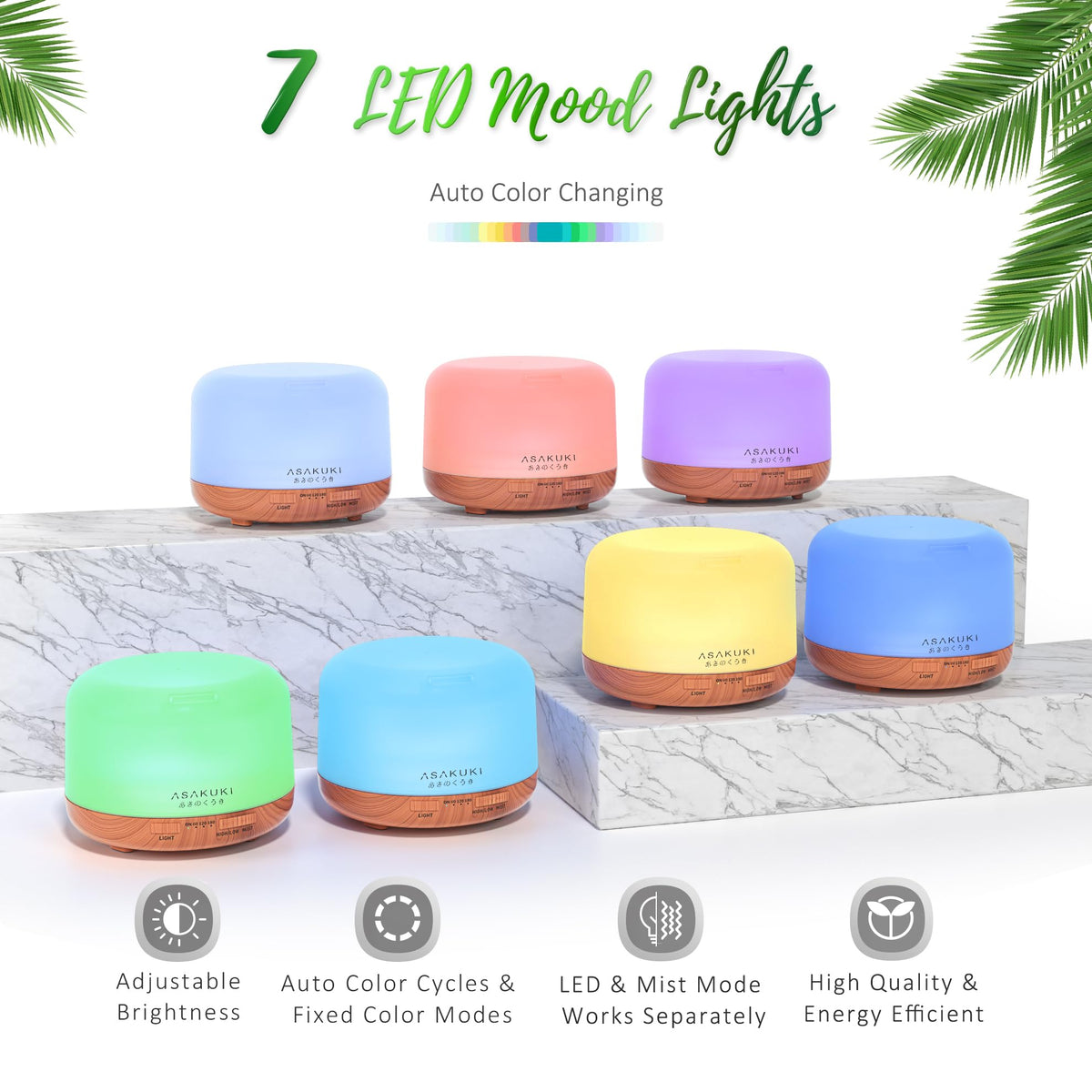 ASAKUKI Essential Oil Diffuser for Home, 500ML Aromatherapy Humidifier