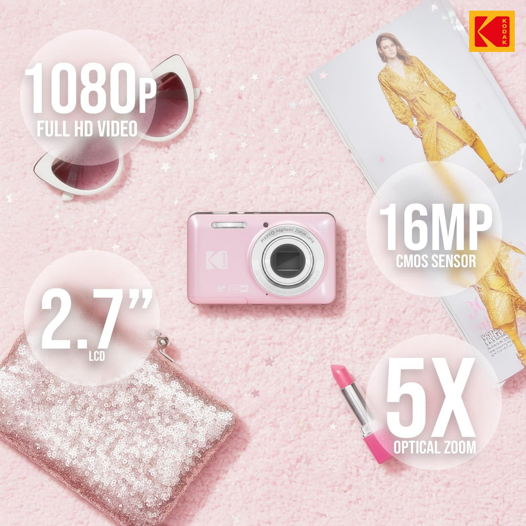 Kodak PIXPRO FZ55-BK 16MP CMOS Sensor Camera 5X Optical Zoom 28mm Wide