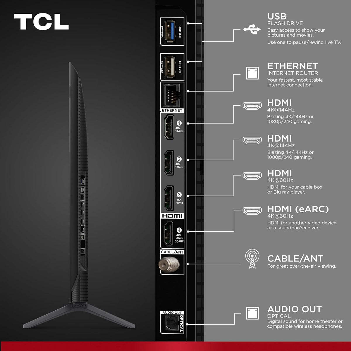 TCL 50 Inch QM6K Series QLED Mini LED 4K HDR Smart Google TV, 50QM6K