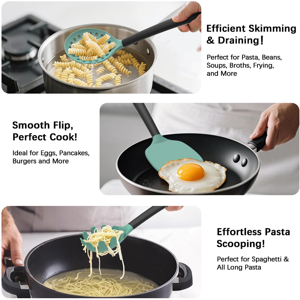 Silicone Kitchen Cooking Utensils Set, Heat Resistant, 14-Piece