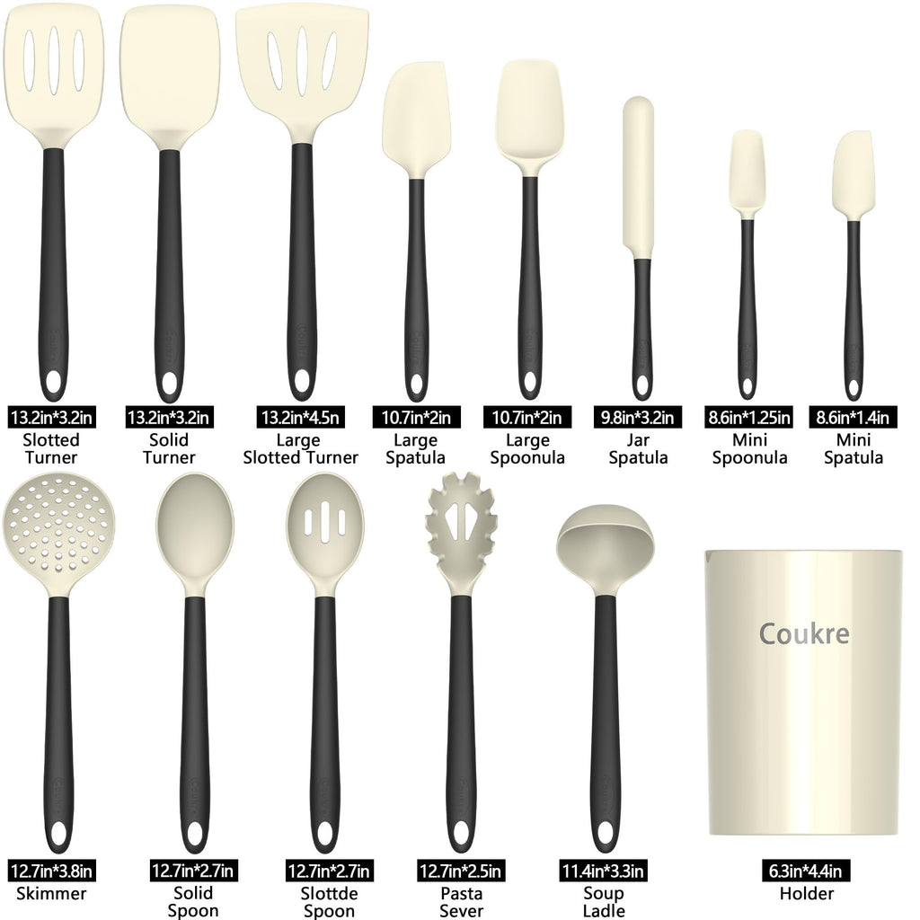 Silicone Kitchen Cooking Utensils Set, Heat Resistant, 14-Piece