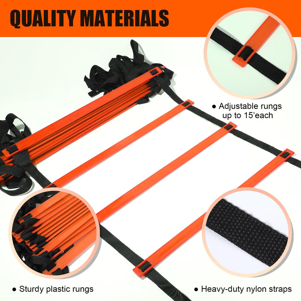 Teenitor Agility Ladder Speed Ladder Training Ladder for Soccer, Speed, Football Fitness Feet Training Carry Bag Agility Training Equipment 13 rungs, 23 feet