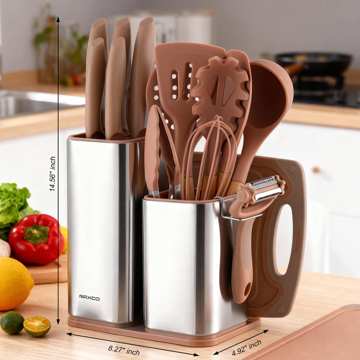 Kitchen Utensils Set,18-Piece Cooking Utensils and Knife Set,Black