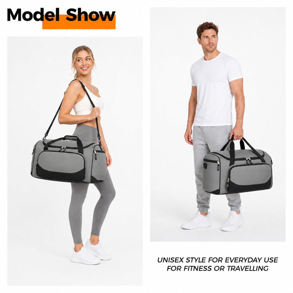 Gym Bag for Men & Women - 50L Large Duffle Bag for Travel, Black