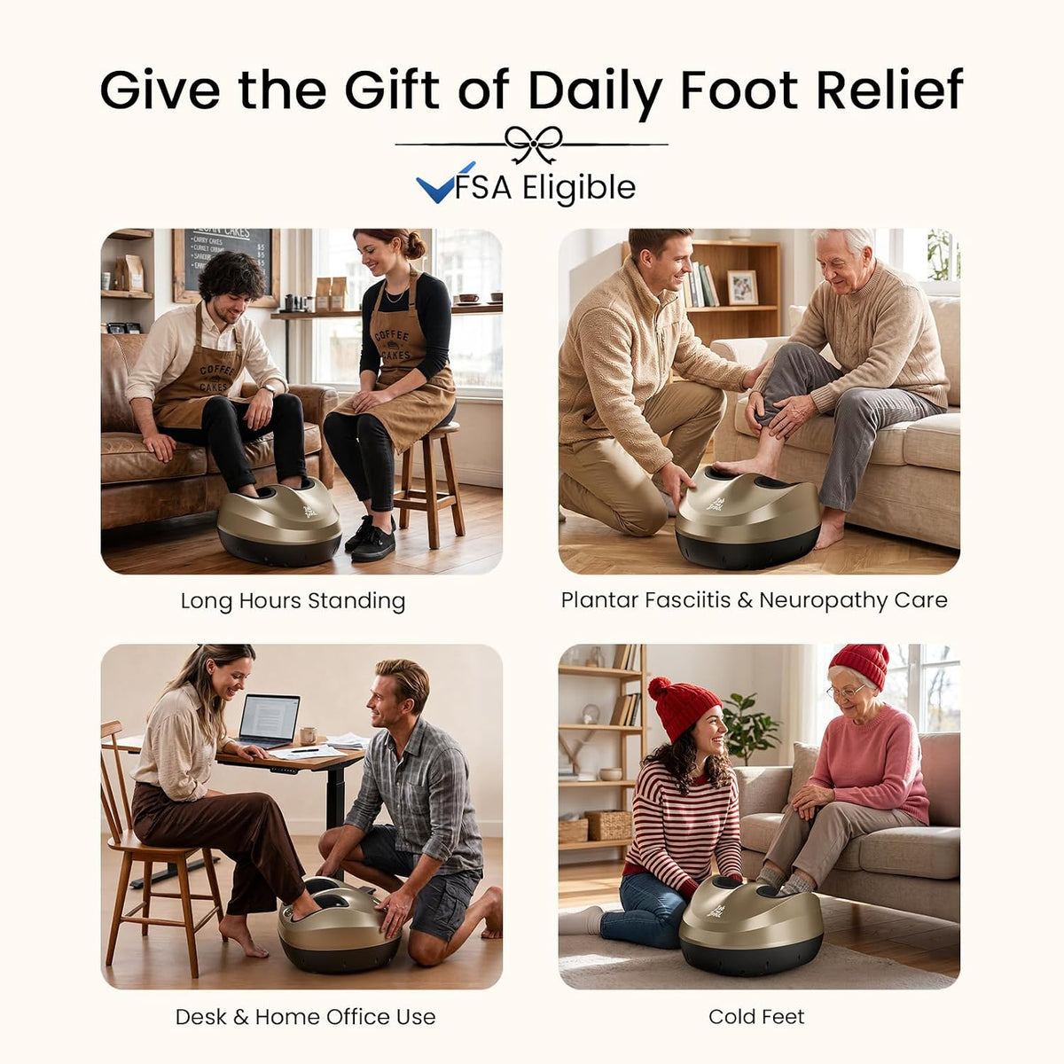 BOB AND BRAD Foot Massager Machine with Heat, FSA Eligible HSA Shiatsu Foot Massager for Plantar Fasciitis & Neuropathy with Kneading & Compression, Cordless Remote Control, Gift for Family, Size 14
