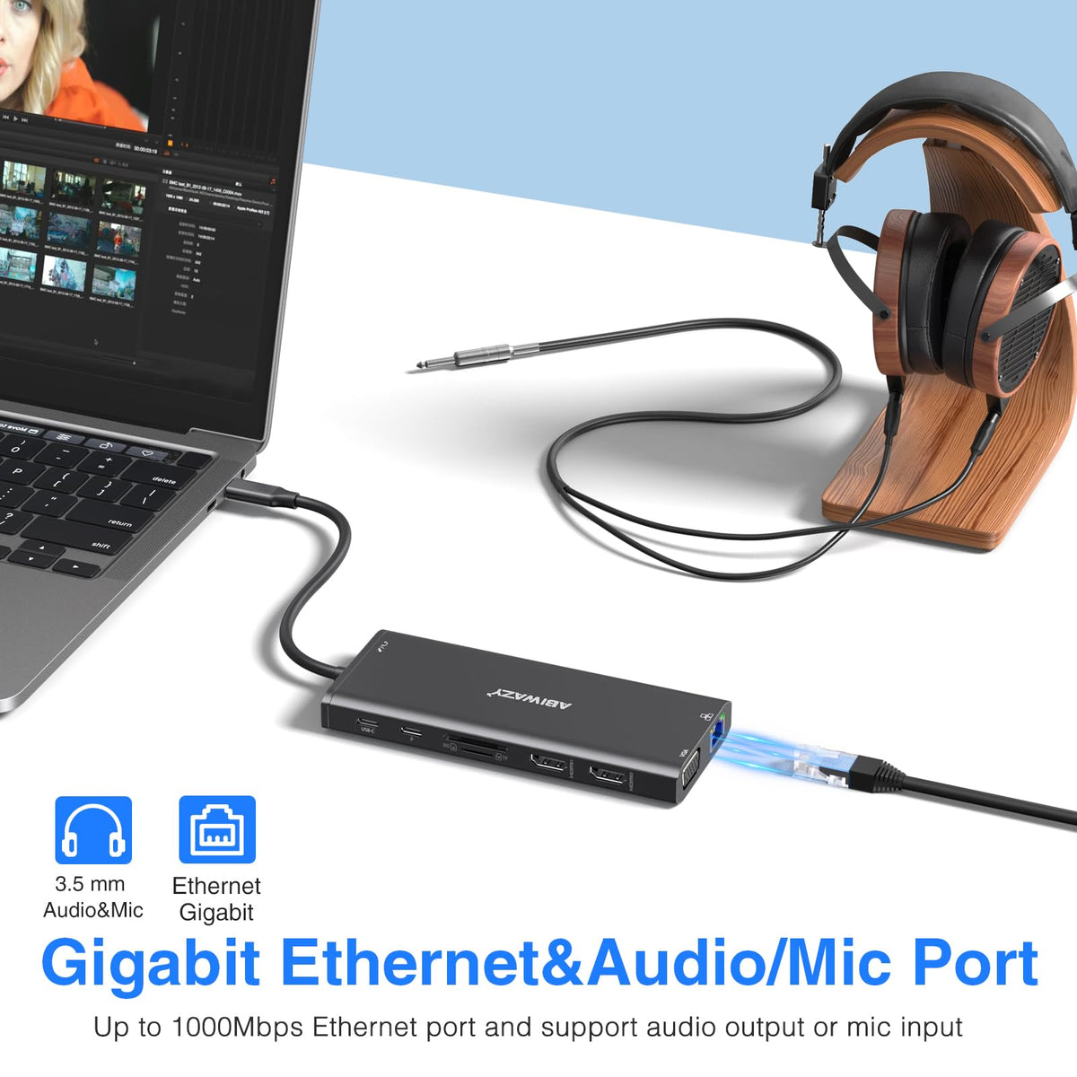 USB C Laptop Docking Station Dual Monitor HDMI USB C Hub Multiport Adapter