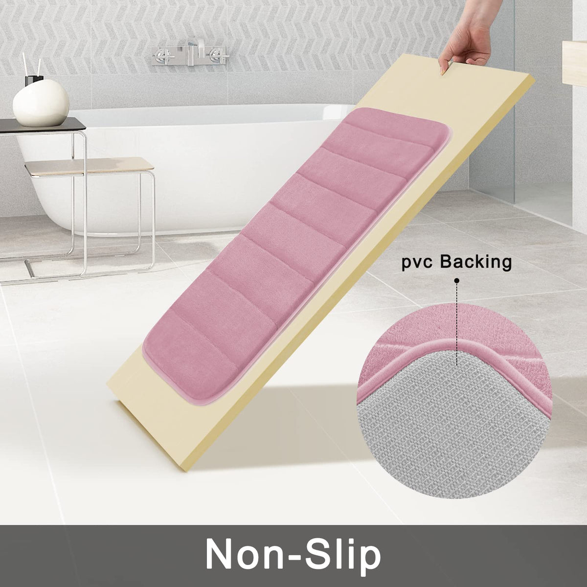Yimobra Memory Foam Bath Mat Set 3 Pieces- Super Soft Absorbent Quick Dry Bathroom Rug Sets, Machine Washable Non Slip Floor Carpet for Tub Shower, Vanity & Toilet Base, Gray