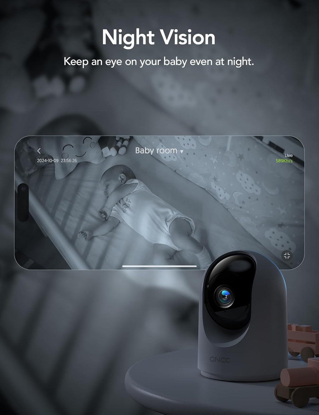 GNCC 5G Cameras for Home Security Indoor, Pet/Dog/Baby w Phone App, 4Pcs