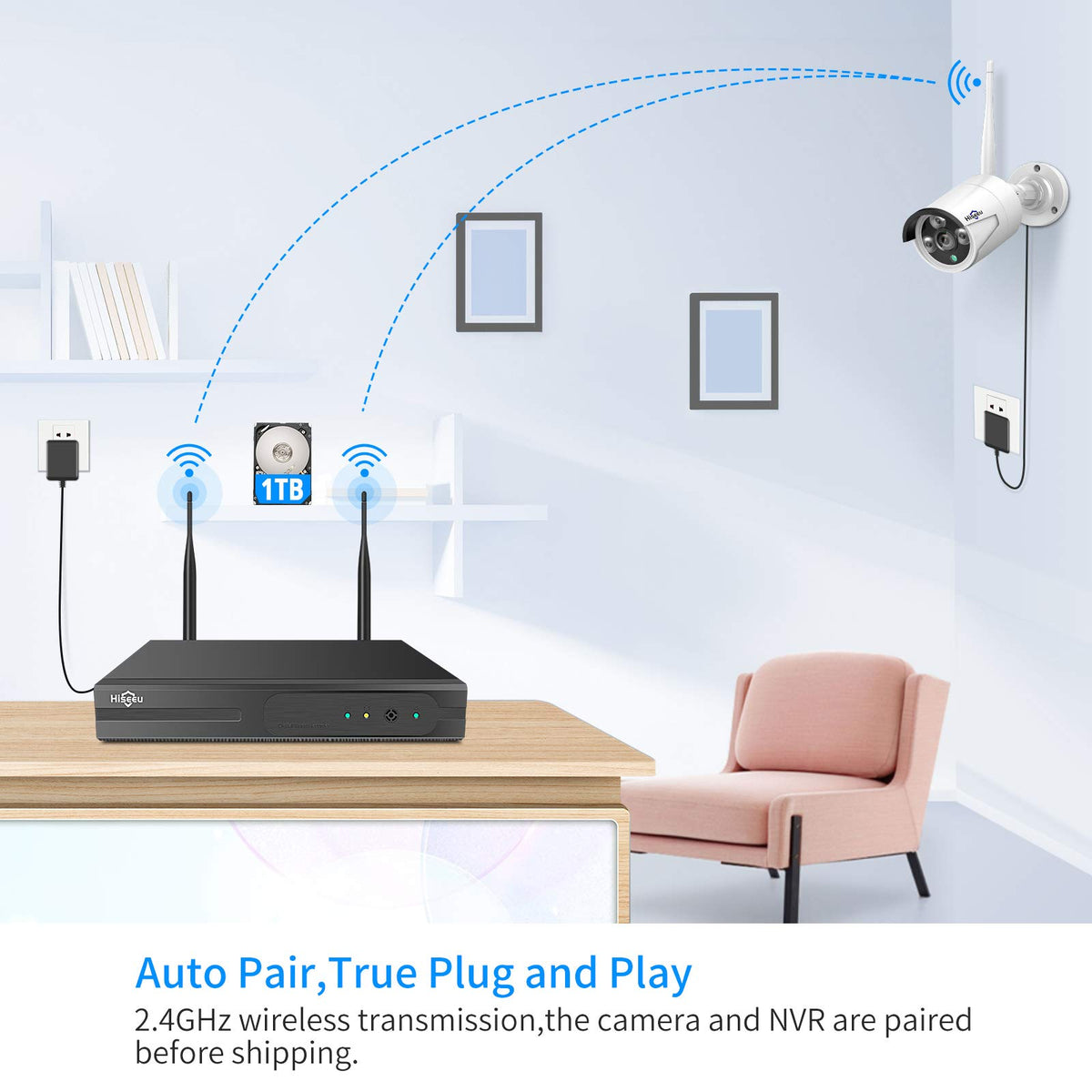 Hiseeu 5MP Home Security Camera System Outdoor, 2.4G/5G Wireless WiFi Pro