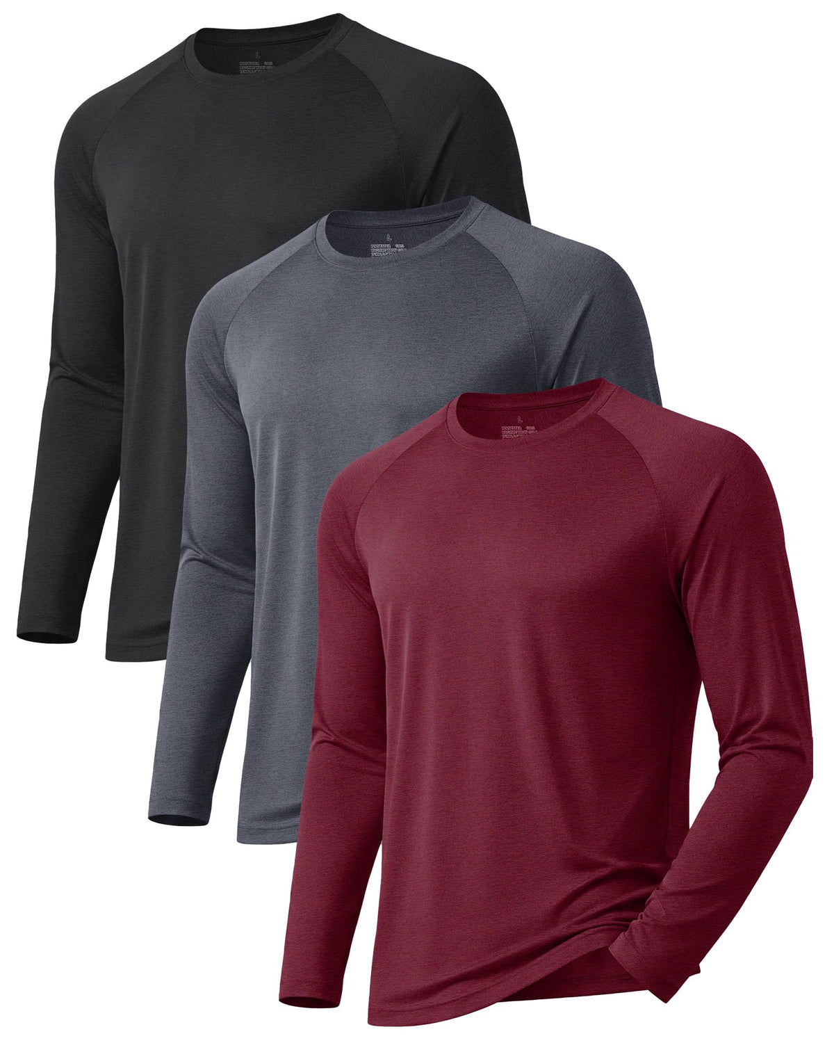 3 Pack Long Sleeve Shirts for Men Sun Protection Quick Dry Workout T Shirts