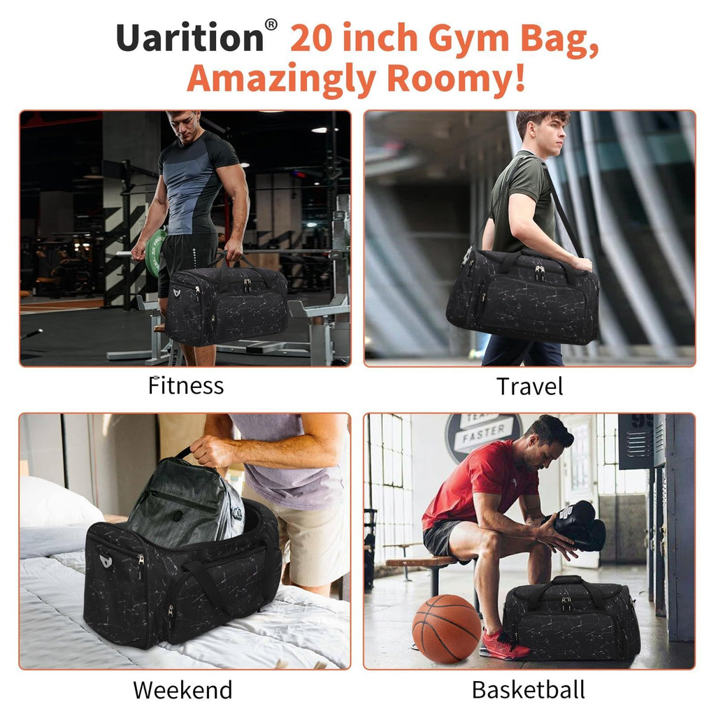 Gym Bag for Men & Women - 50L Large Duffle Bag for Travel, Black