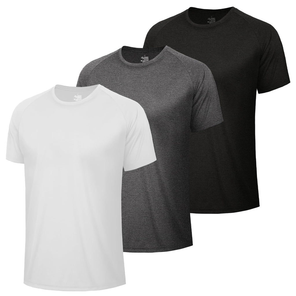 3 Pack Workout Mens Shirts Gym Quick Dry Moisture Wicking T Shirts（S-6XL）