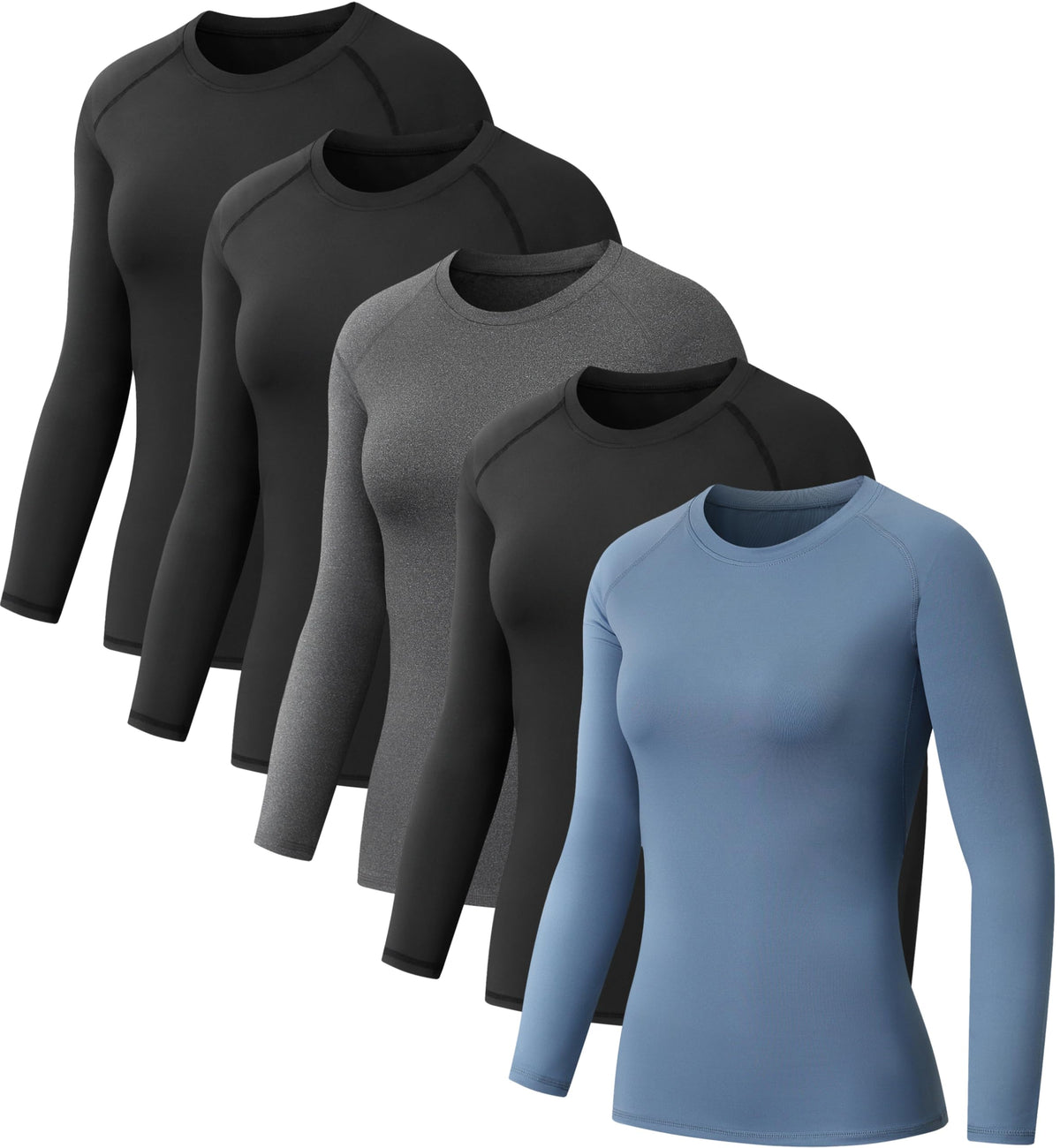 5 Pack Women's Compression Shirts Long Sleeve for Workout & Baselayer