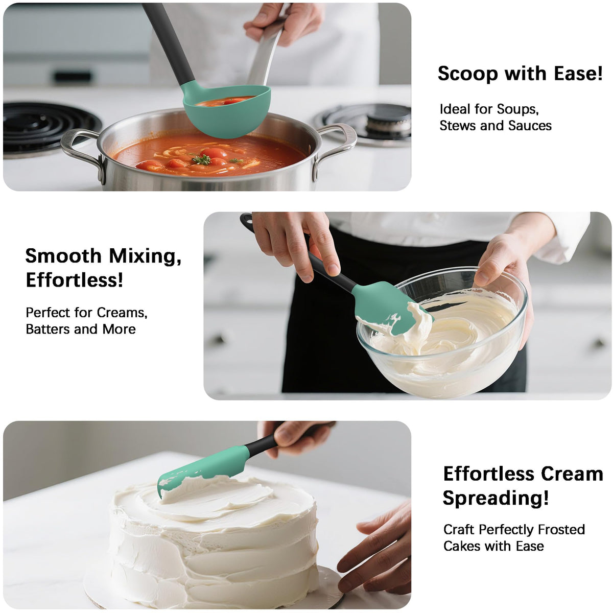 Silicone Kitchen Cooking Utensils Set, Heat Resistant, 14-Piece