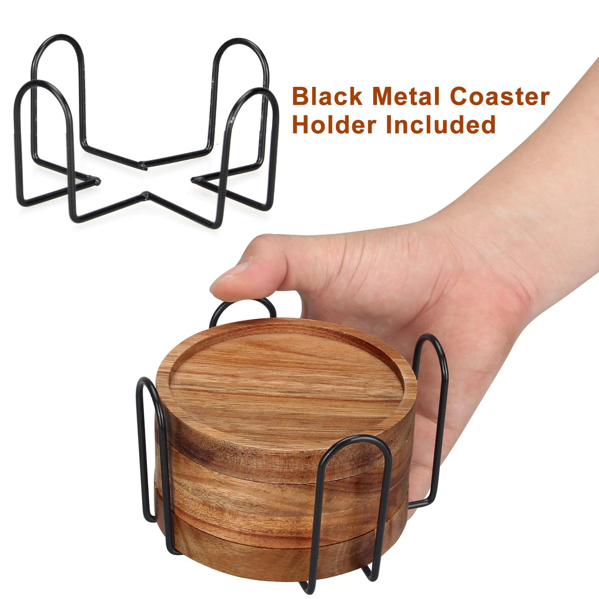 Wooden Coaster Set of 6 Coffee Table Decor Bar Cup Drink Coasters Holder