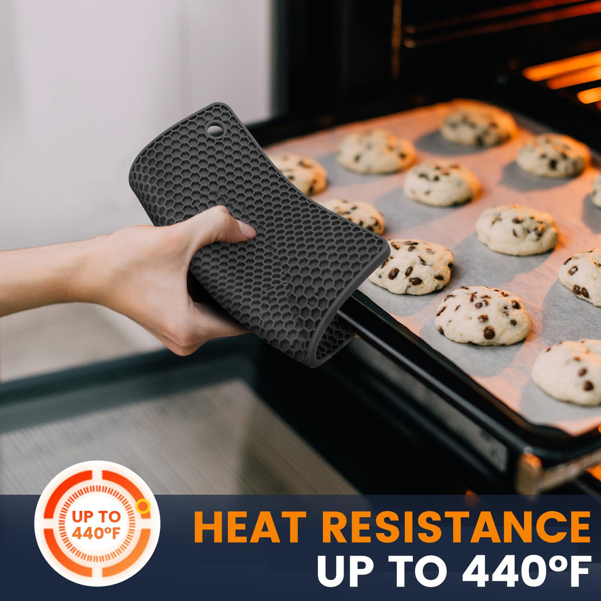 Silicone Trivet Mats 4 Heat Resistant Pot Holders Multipurpose Non-Slip Hot Pads for Kitchen Potholders, Drying mat, Jar Opener, Spoon Holder, Coaster(Dark Grey)