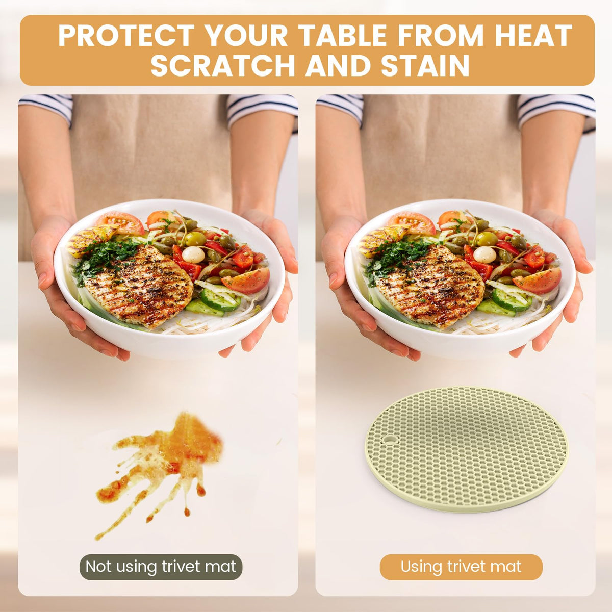 Silicone Trivet Mats 4 Heat Resistant Pot Holders Multipurpose Non-Slip Hot Pads for Kitchen Potholders, Drying mat, Jar Opener, Spoon Holder, Coaster(Dark Grey)