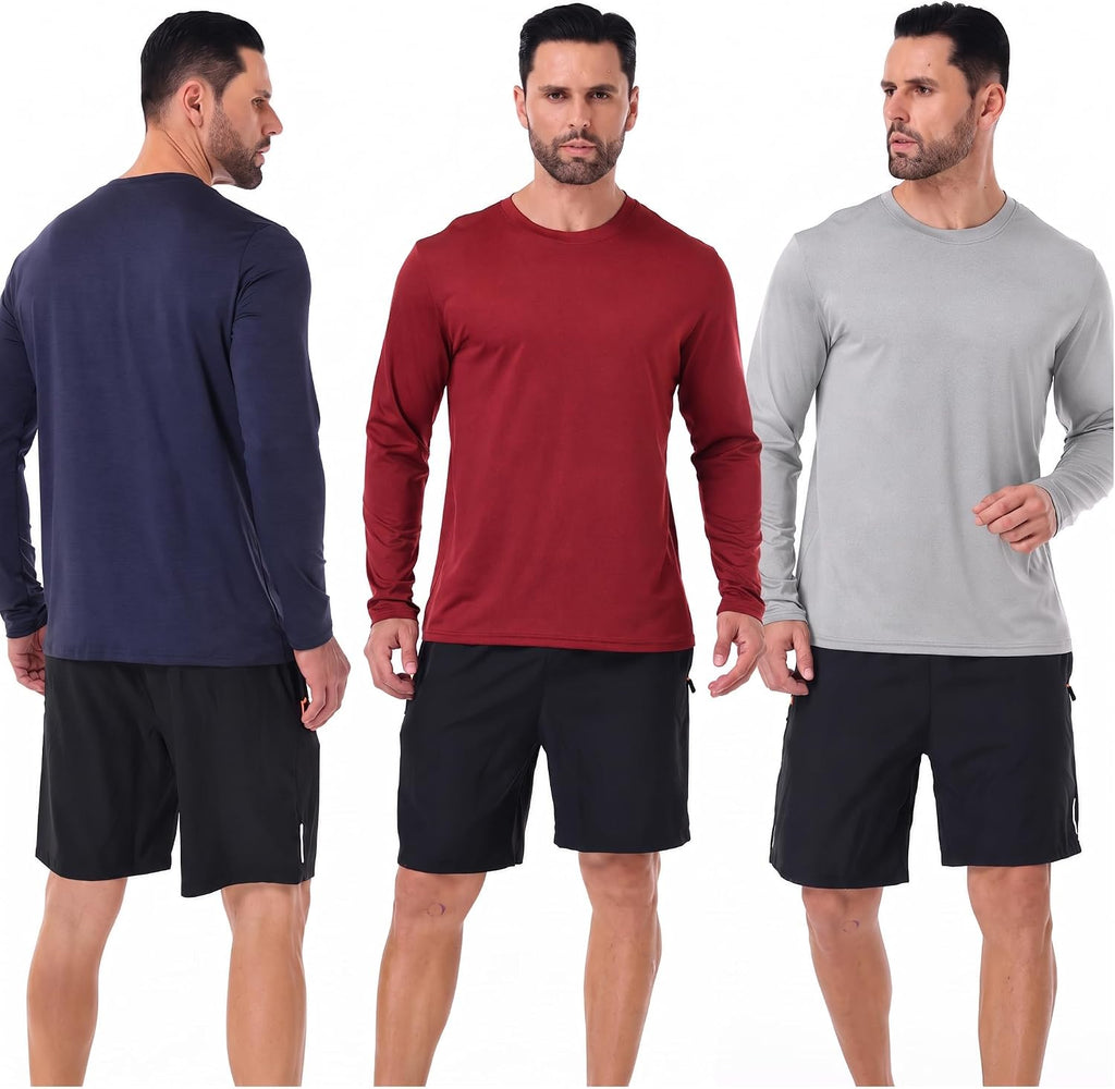 OYGSieg 6/7 Pack Men's Quick Dry Long Sleeve UPF50+ Sun Shirts